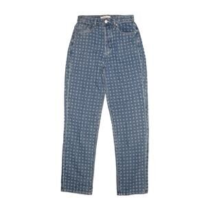 PACSUN $65 Medium Wash Distressed Dad Jean High Rise Straight Leg Size 25
